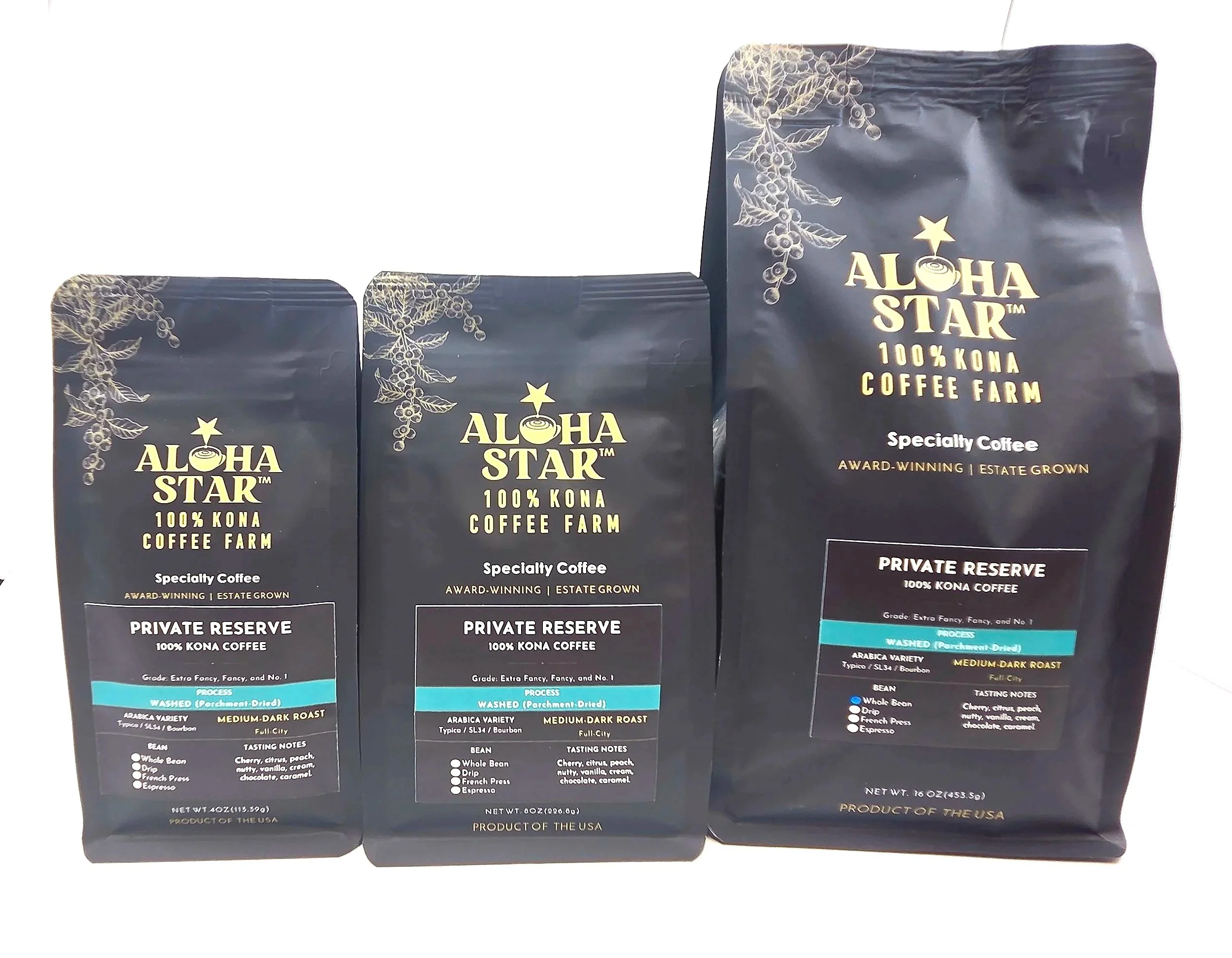 100% Kona Coffee Private Reserve Classic Washed Full City Roast (Med Dark)