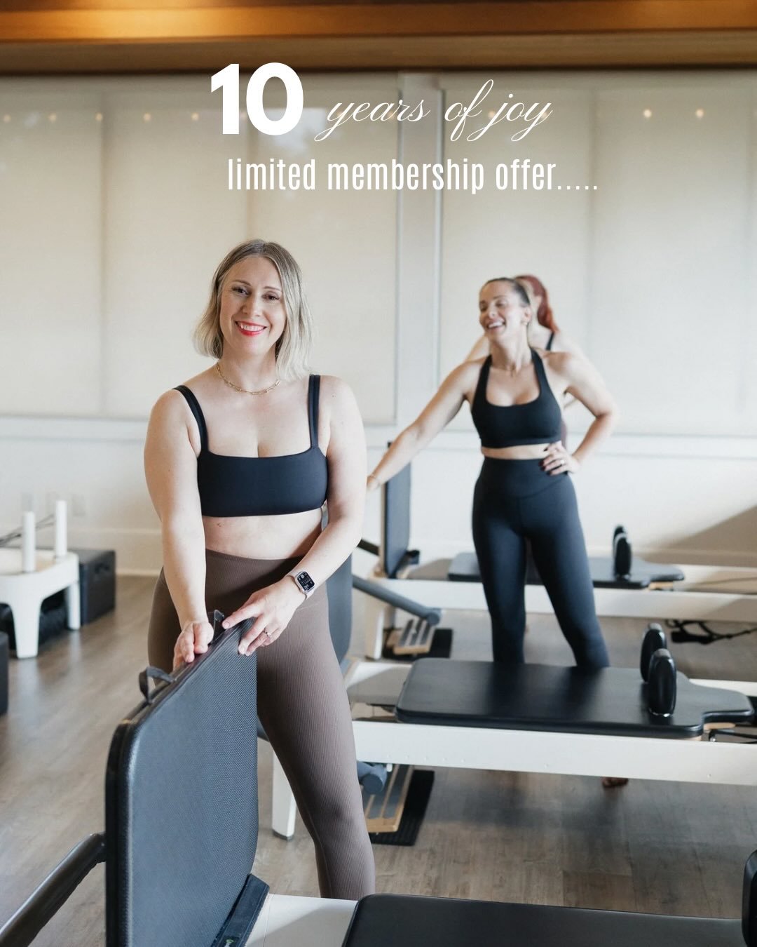 The countdown to 10 years starts now! 🙌🏼
Our 10 year anniversary is in February, but we couldn&rsquo;t wait to celebrate with you ✨
Membership Special
&bull; join or upgrade your membership to 16 sessions with a 1 year commitment
&bull; enjoy 4 add