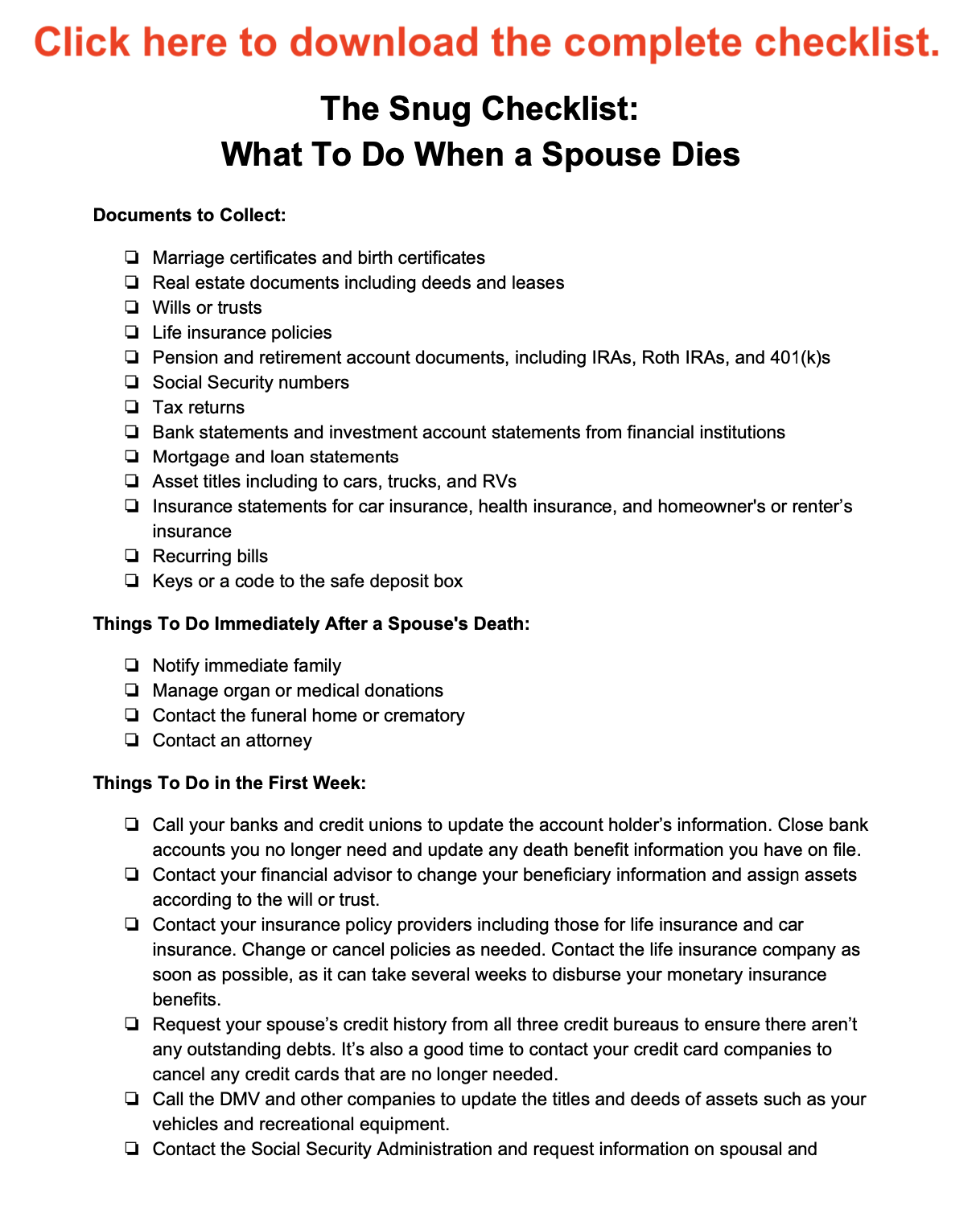 Checklist: What To Do After A Loved One Passes Away – PRWE