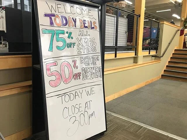 Good Morning! Today we start our..
.
.
⭐️🎄 75% OFF CHRISTMAS ITEMS🎄⭐️
.
.
and we still have our basement sale!
.
.
Today we close at 3pm and will be closed tomorrow! Merry Christmas! ⛄️🎄⛄️
.
.

#svdpgr #largestthriftstoreinGR #svdpgrthriftstore #s