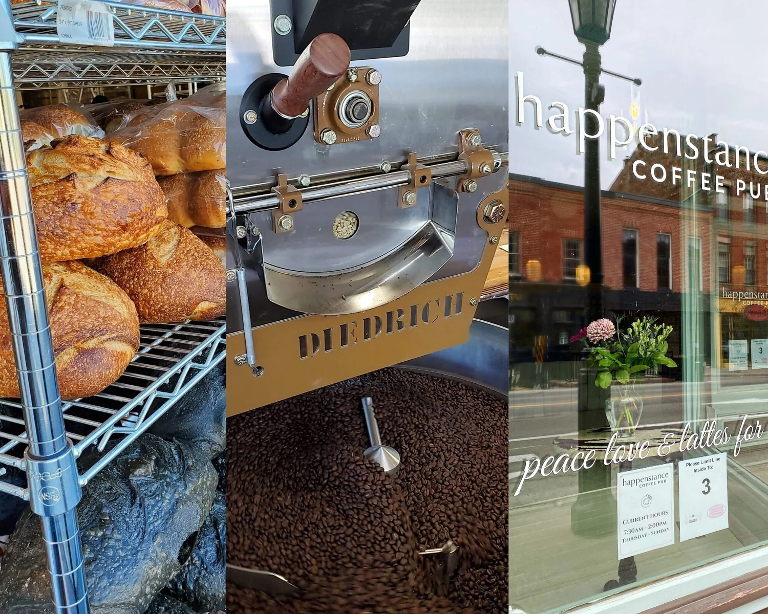 happenstance coffee, sourdough, pastries