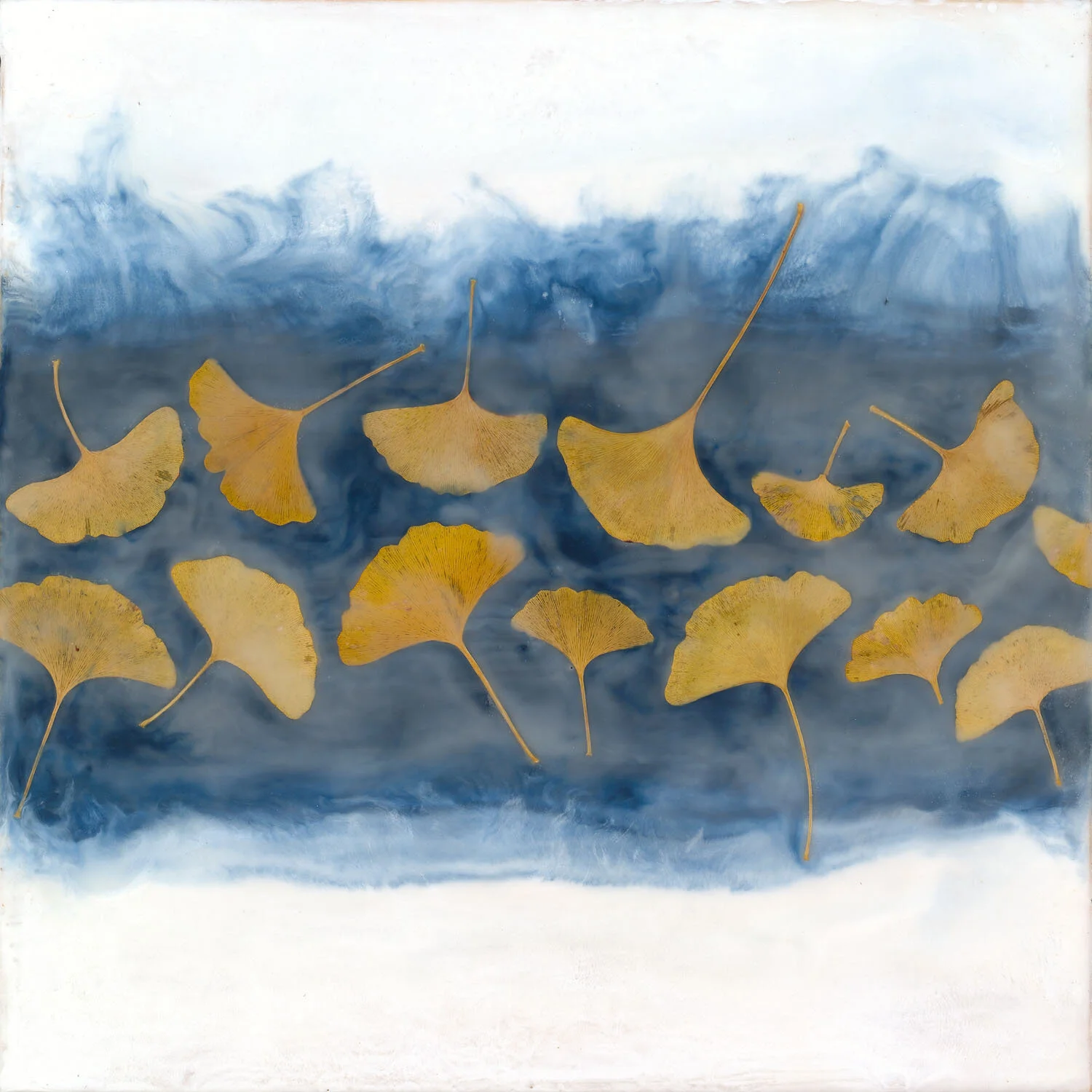 Ginkgo On Blue Stripe