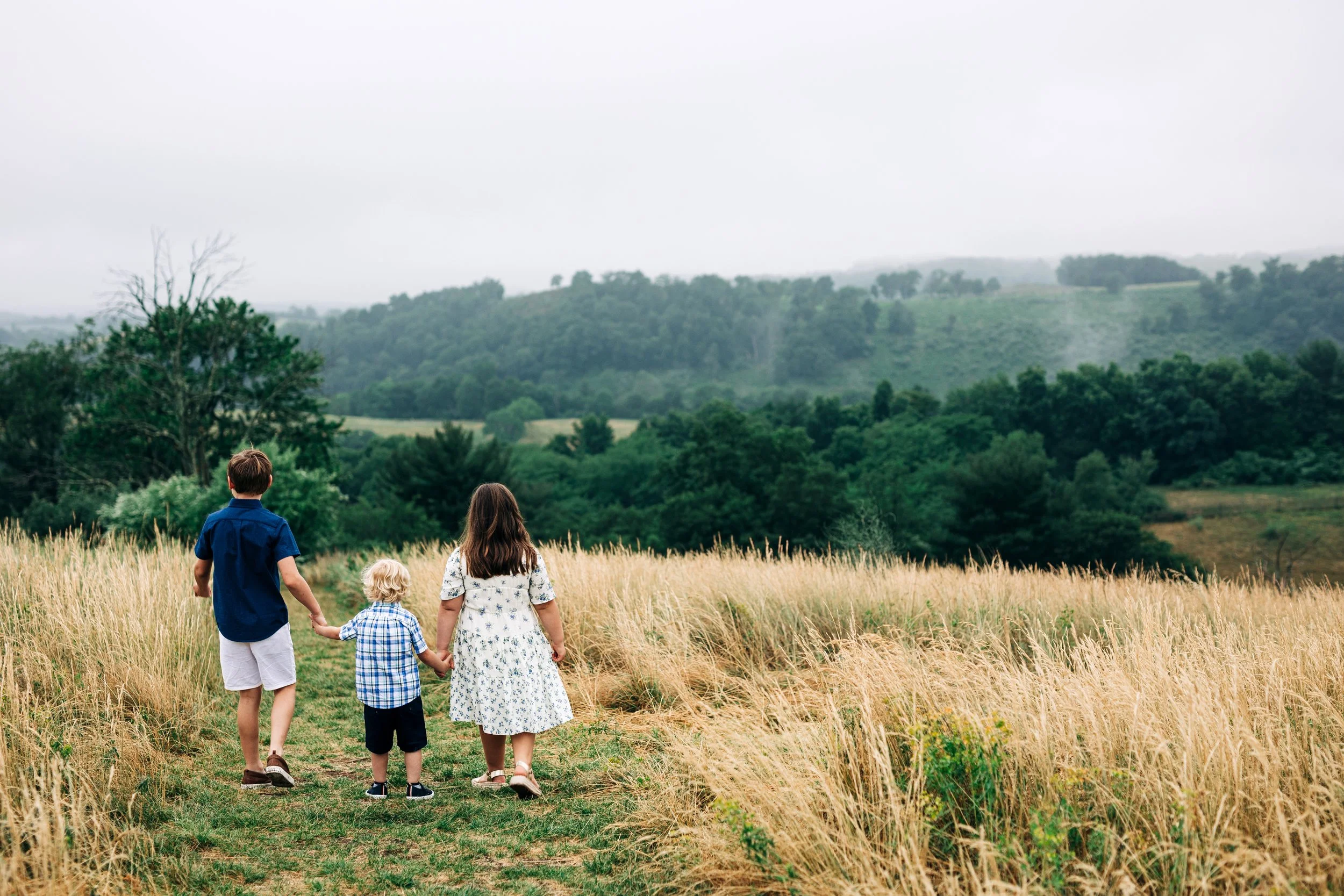 three children walking at Trexler Nature Preserve