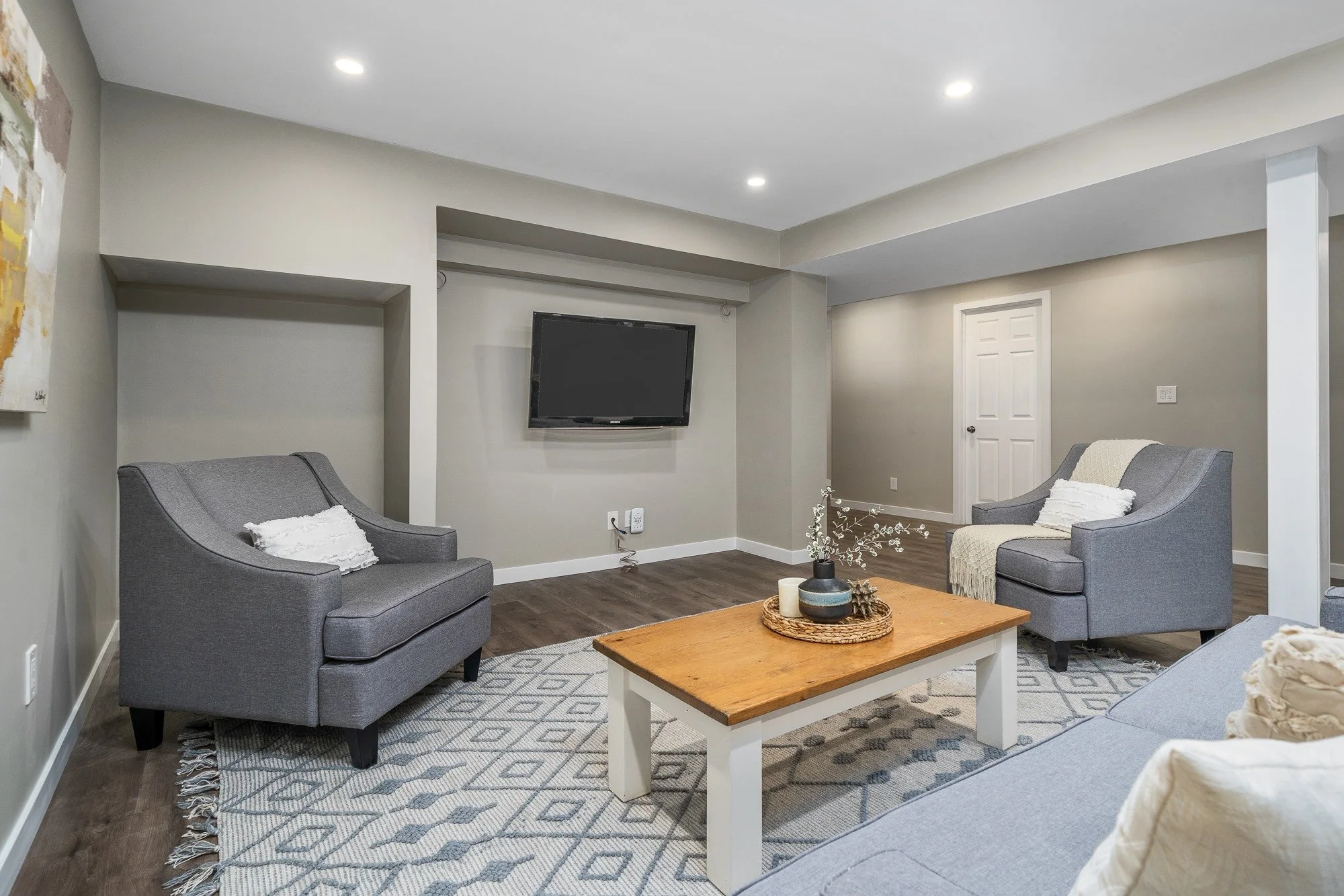 Finished basement renovation by Pure Carpentry Co.