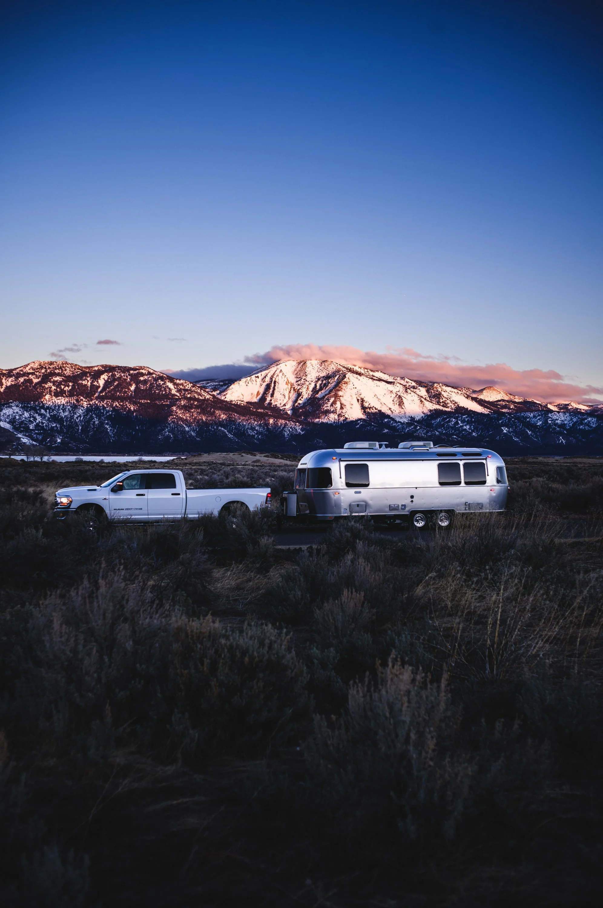 Airstream Globetrotter is seen in Badlands National Park near Interior, South Dakota, USA. 