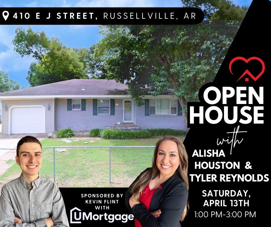 Don't forget about our Open House at 410 E J Street tomorrow! 🏠🔑 
Agents Alisha Houston and Tyler Reynolds will be there giving personal tours between 1 &amp; 3 pm.

MLS# 24-576 

#LiveLoveArkansas #ItsMoreThanRealEstate #RiverValleyRealEstate #Ope