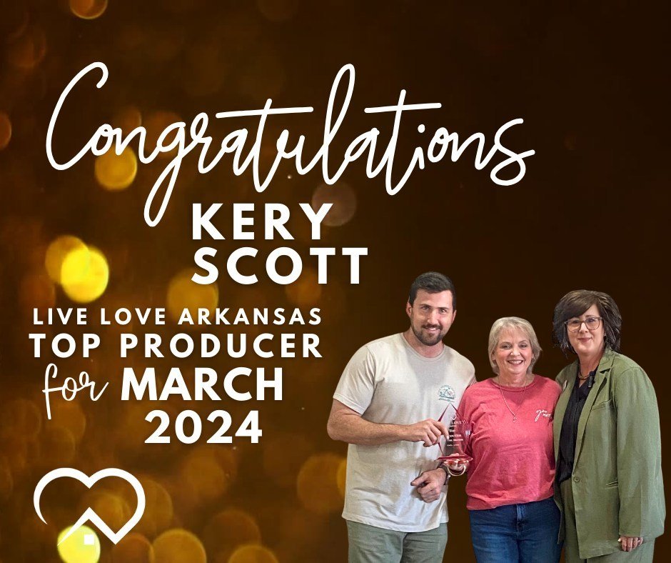 Congratulations to  Agent Kery Scott for rocking it as our top producer in March! 🎉👏 
Kery is killing it and we couldn't be prouder to have her on our team. 
Keep up the amazing work Kery! 🌟 

#LiveLoveArkansas #ItsMoreThanRealEstate #RiverValleyR