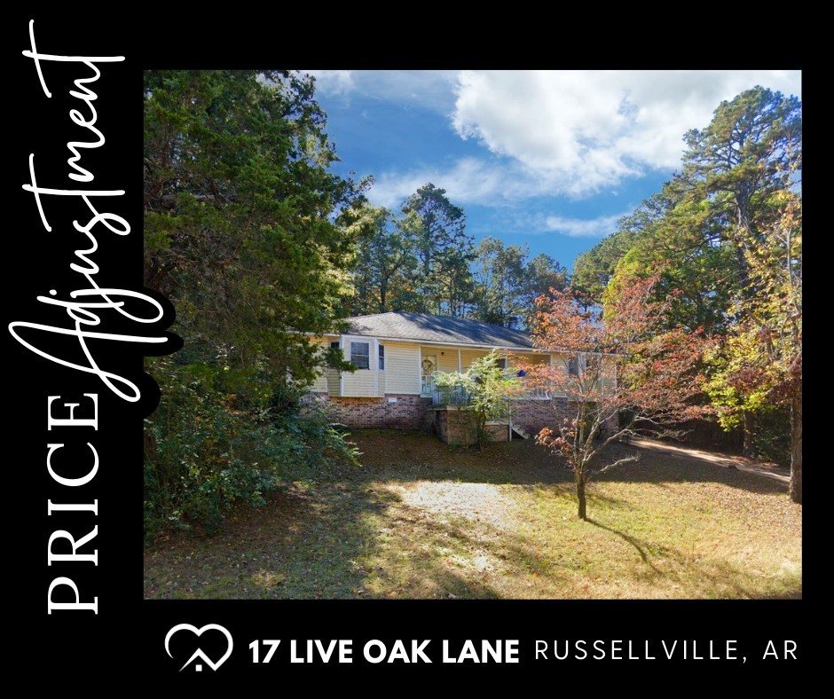 Exciting news! 🎉 This wonderful Russellville residence now has a new, lower price tag! 🏠✨

17 Live Oak Lane boasts a spacious living room with 12ft vaulted ceilings and a charming wood-burning fireplace, perfect for cozy gatherings. Step onto the e