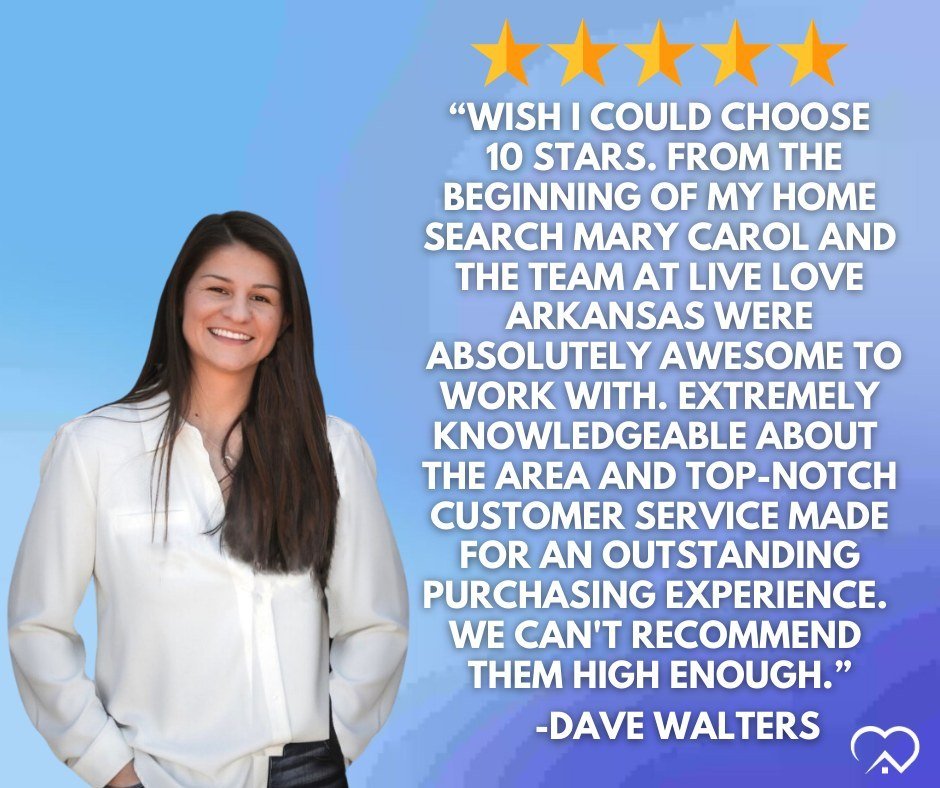🌟 We couldn't be more thrilled to share this amazing review! 🌟

A huge shoutout to Agent Mary Carol Nel and the Live Love Arkansas team for going above and beyond! If you want a seamless and exceptional home-buying experience, contact our dedicated