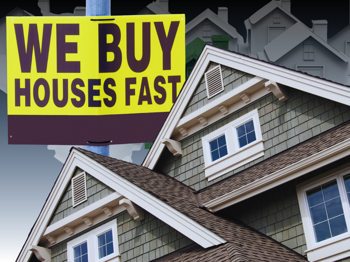 We Buy Houses cash offer sign posted outside a home in King County, Washington.