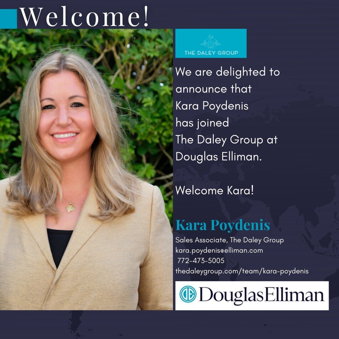 We are THRILLED that 4th-generation realtor Kara Poydenis has joined 
The Daley Group at Douglas Elliman. 

Kara has real estate in her DNA, raised in a legacy family of commercial + development real estate from Greenwich, CT to Vero Beach + John's I