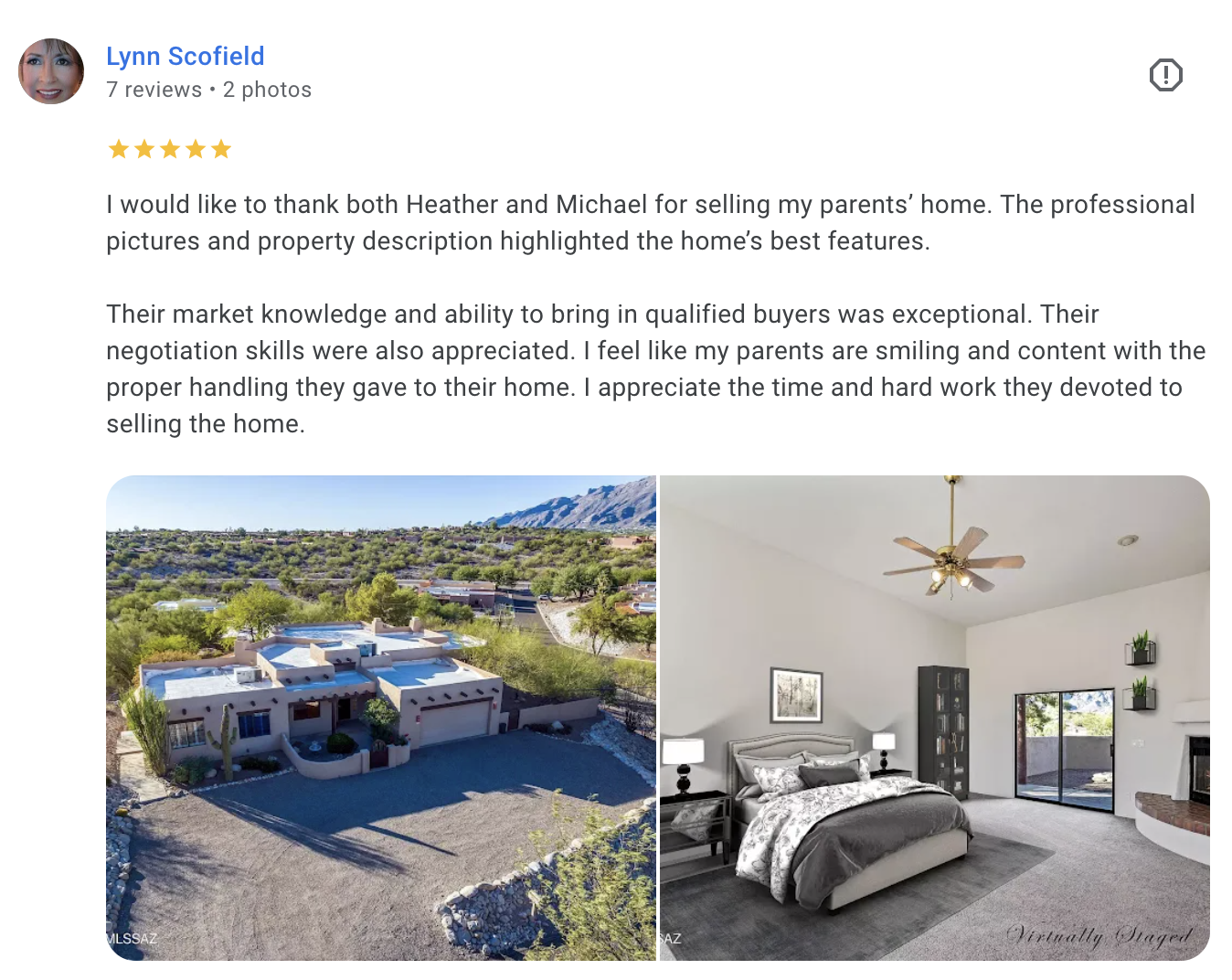 Oliver Realty Catalina Foothills homeowner review for selling home for full price