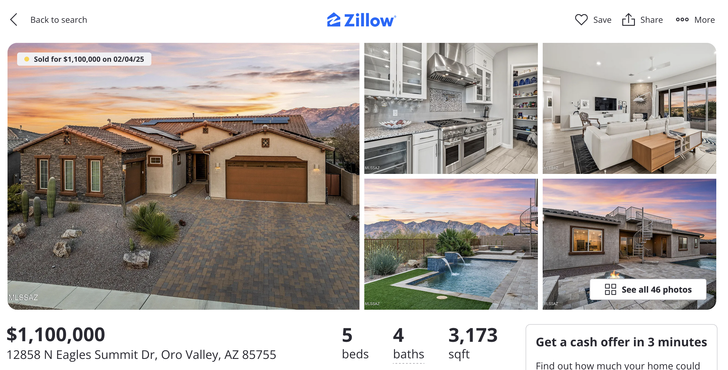 Oliver Realty Oro Valley AZ Home We Sold For $1.1M vs Zillow Zestimate of appx $900k