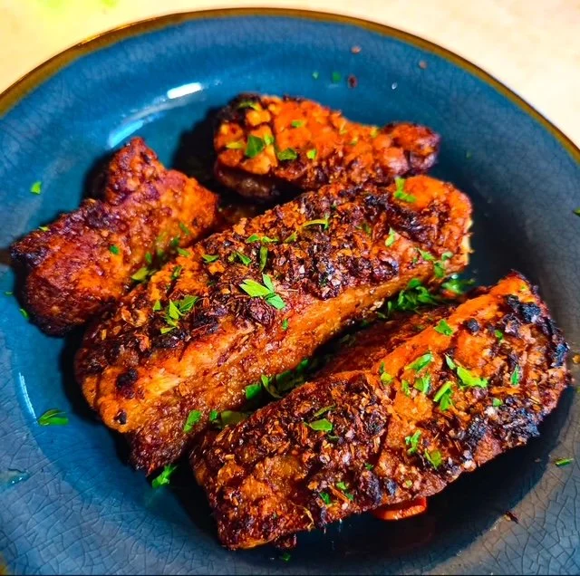 Crispy Tuscan Pork Belly w/ Crackling &amp; Marsala gravy.