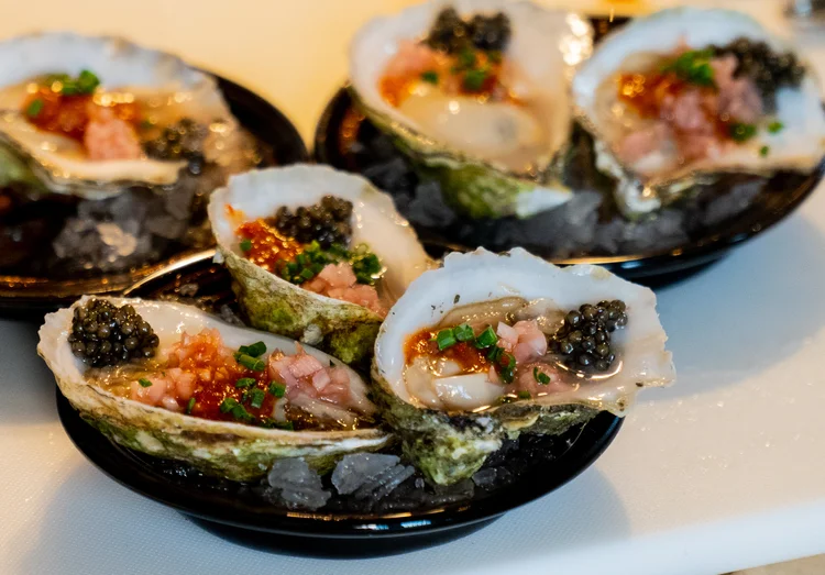 Freshly shucked oysters