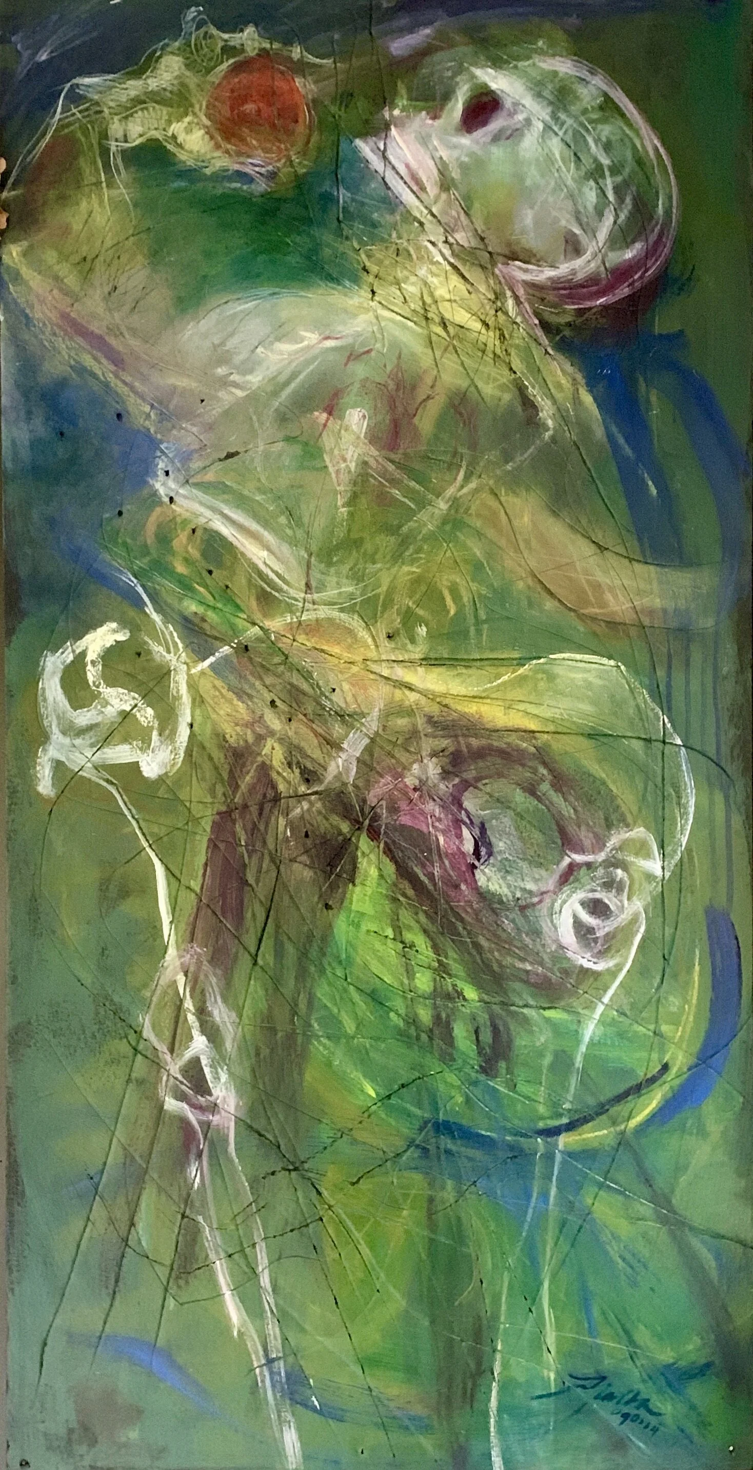 “An Apple Not in Time”$525.0024” x 48” Acrylic on foam core board.