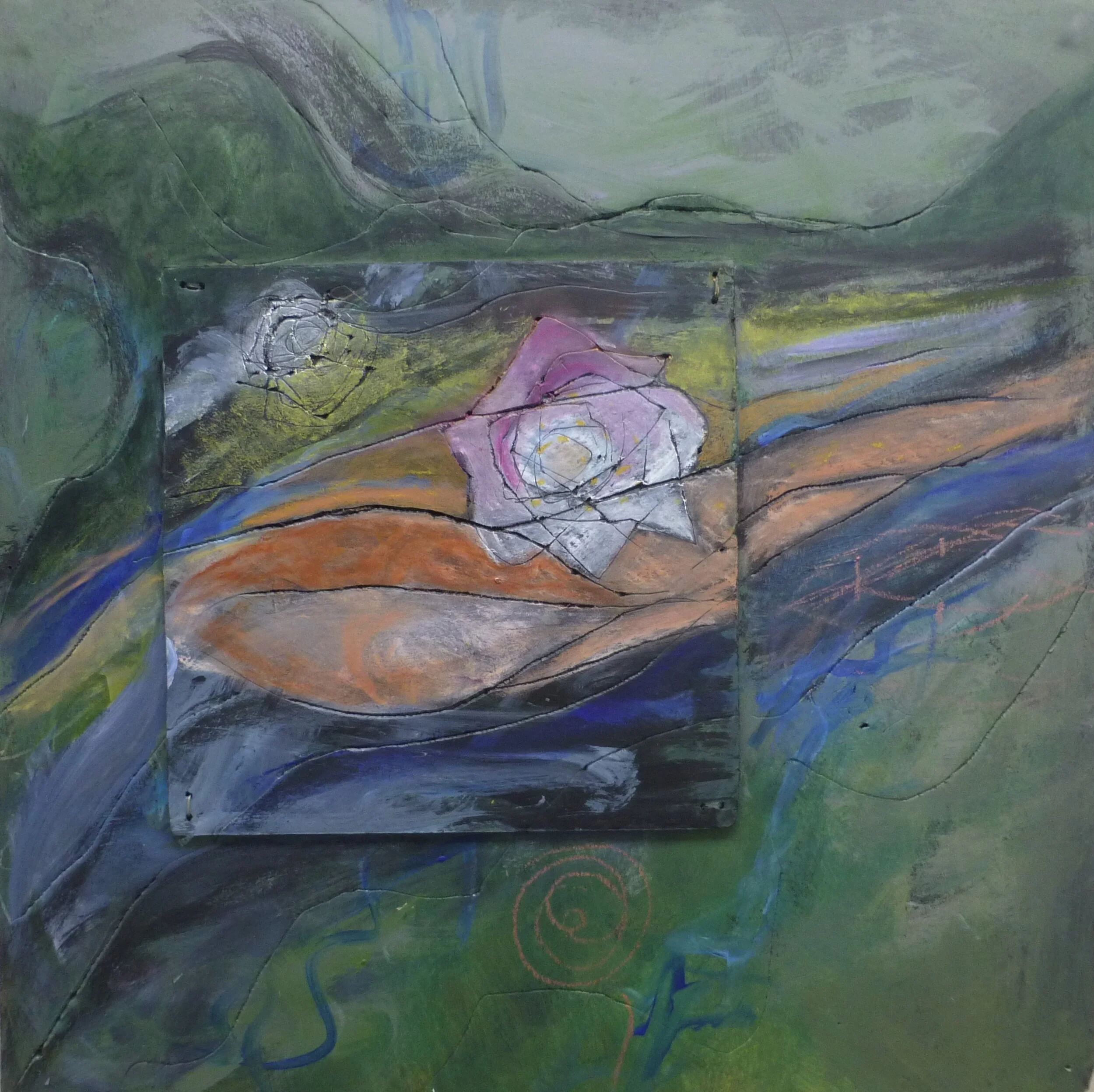 “Dog with a Rose Between his Teeth”$800.00Mixed media on foam core board