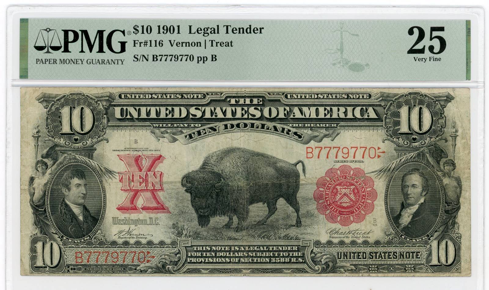 Featured item from the U.S. Graded Currency Sale!

US 116 1901 $10 Small Red Scalloped Legal Tender PMG 25

Auction ends: TONIGHT, Monday, December 4th at 6:58pm

Visit the &quot;Current Sales&quot; link in our profile to view the catalogue and bid.