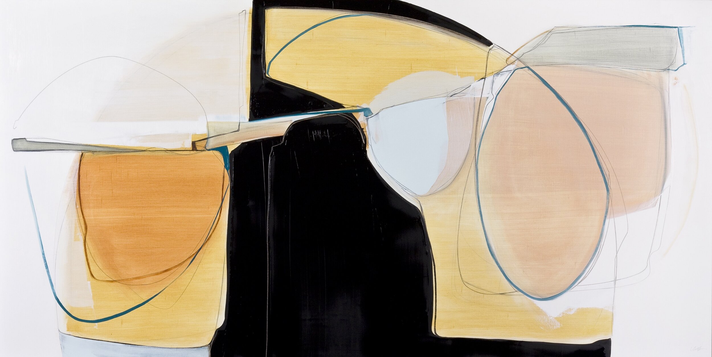 Rose Umerlik - Separation, Oil and graphite on panel, 30 x 60 inches