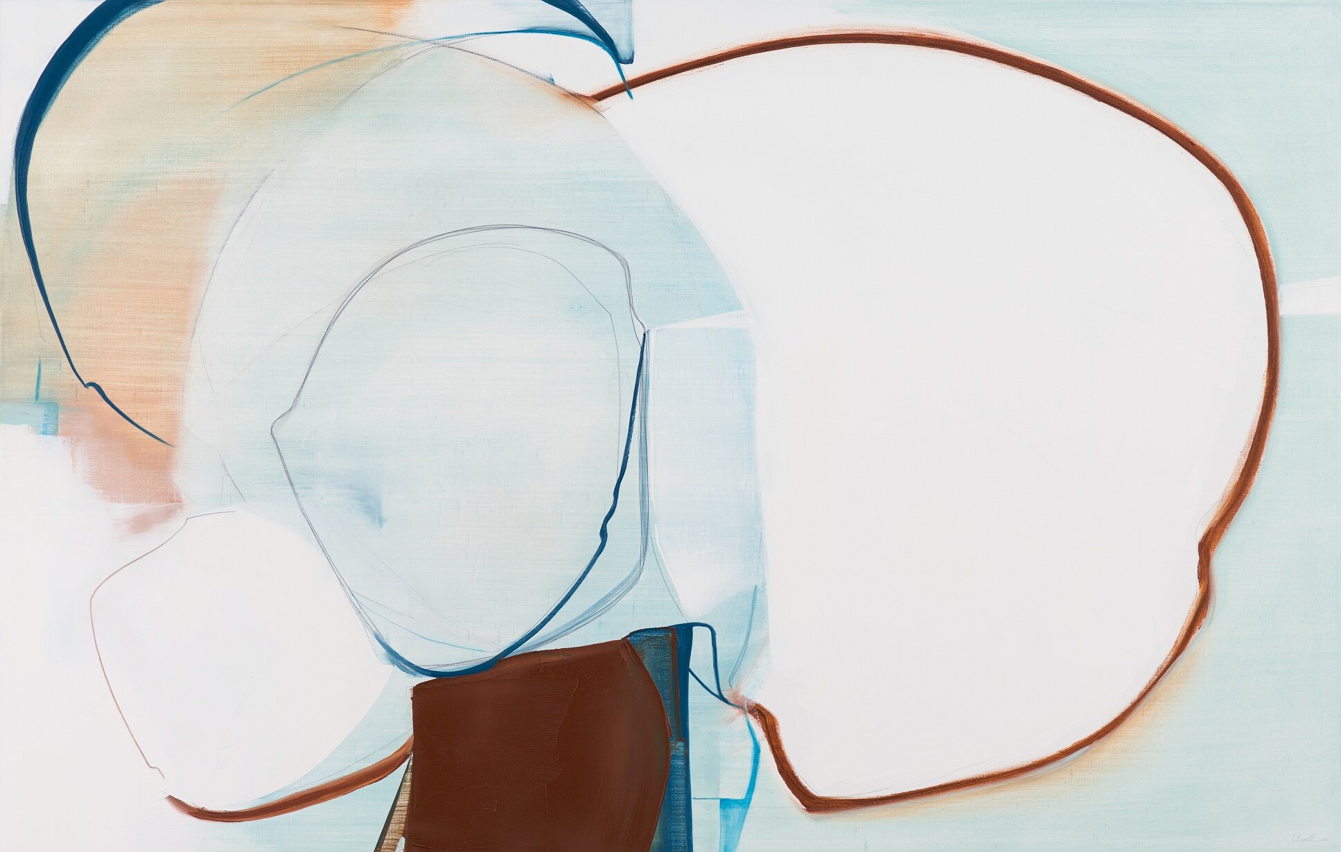 Rose Umerlik - Mindfulness, Oil and graphite on panel, 28 x 44 inches, 2017