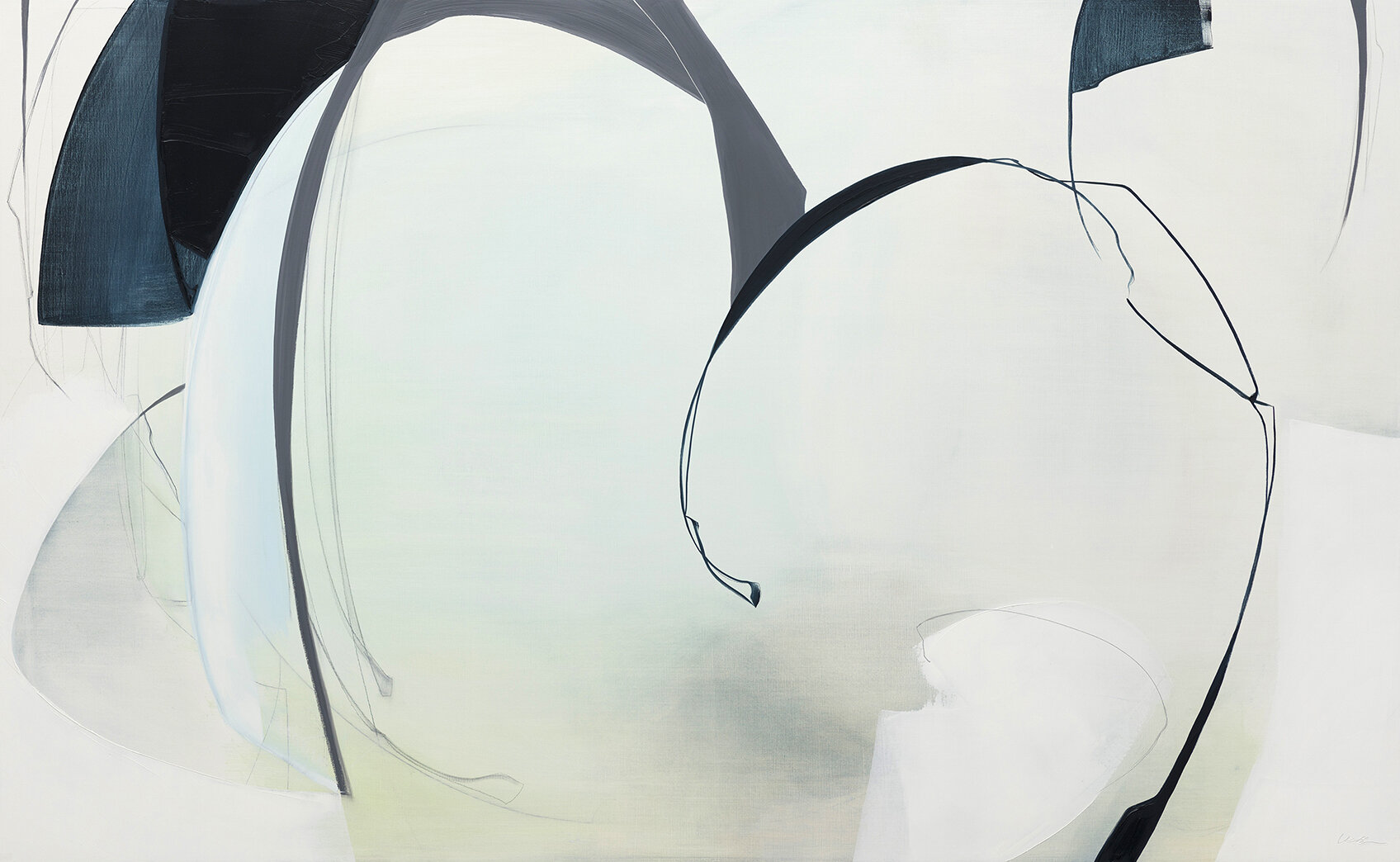 Rose Umerlik - Choosing Each Other, oil and graphite on panel, 32 x 52 inches, 2020