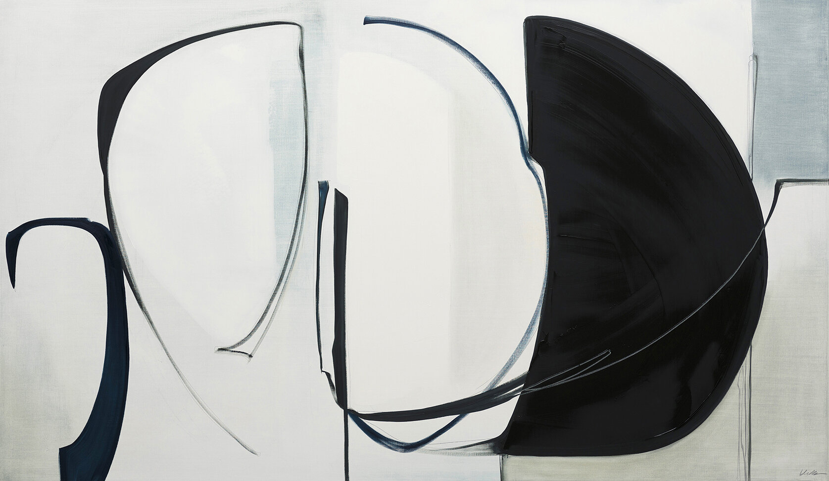 Rose Umerlik - Reinforcing, oil and graphite on panel, 28 x 48 inches, 2020