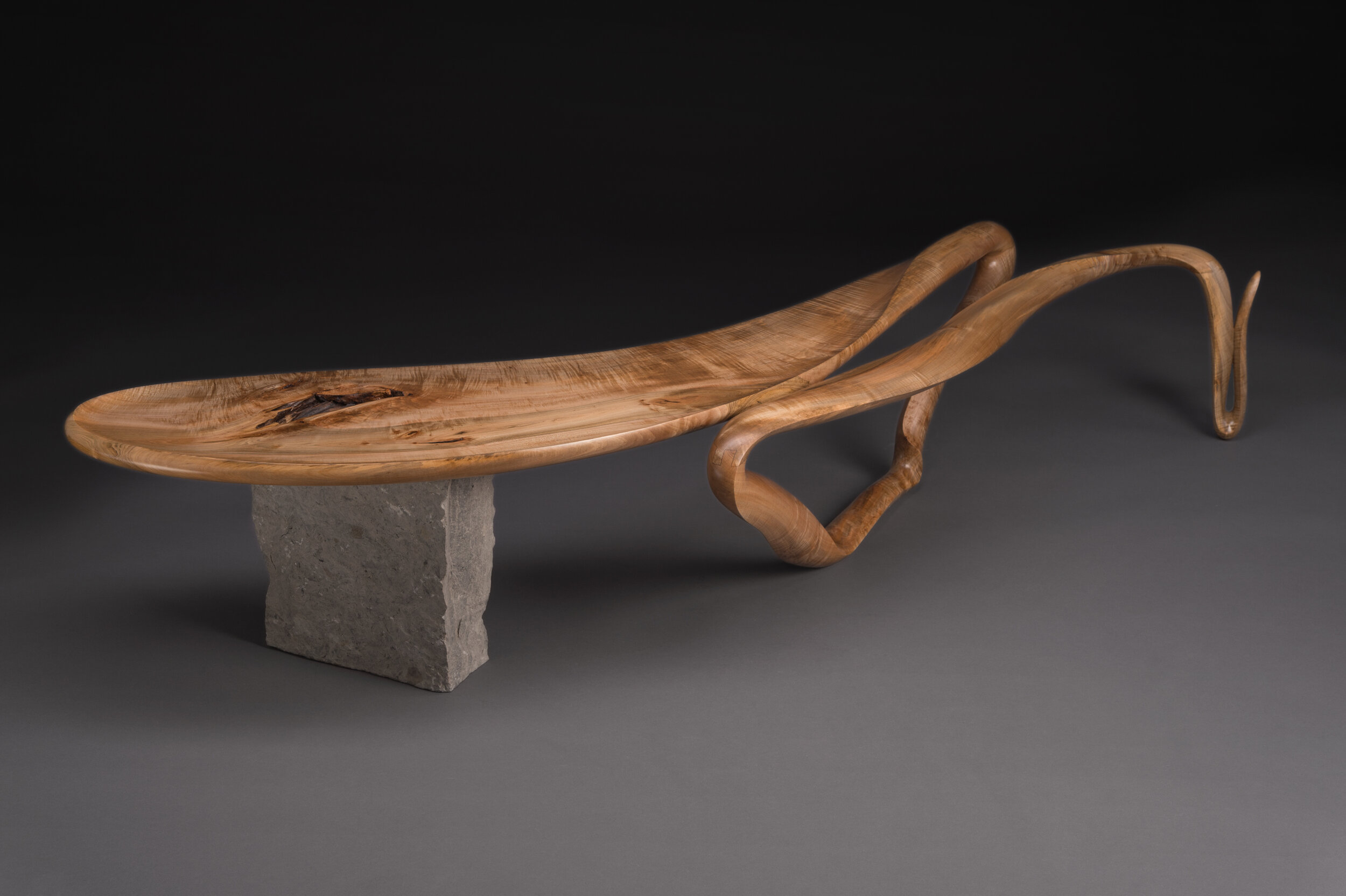 Parick Kana - Incrementa, Norway maple, limestone, 72 x 15 x 13 inches