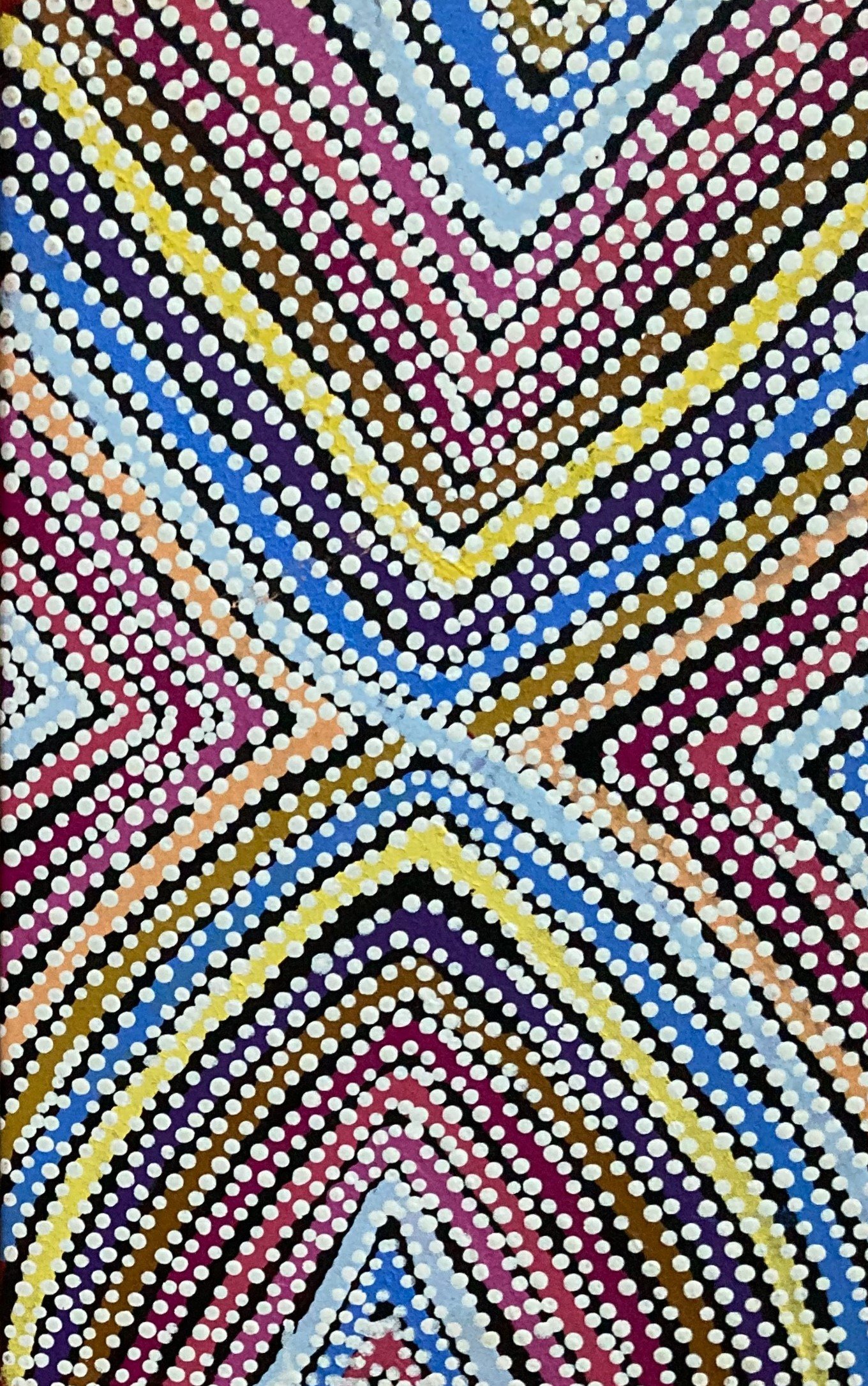 Peggy Nampijimpa Brown Warlukurlangu Artists, 12" x 18", oil on canvas_Dyer Collection