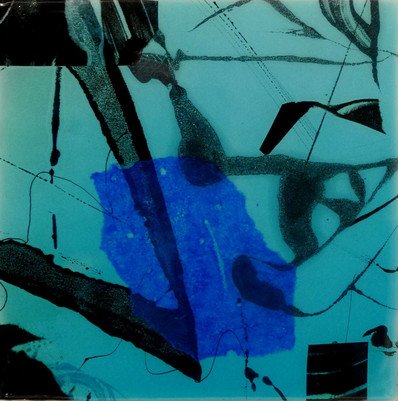 Thrane_BlueInGreen, 8 x 8 inches, monotype, encaustic on board-2