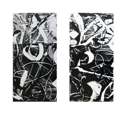 Thrane, Form and Void, 24 x 24 inches, monotype collage mixed media