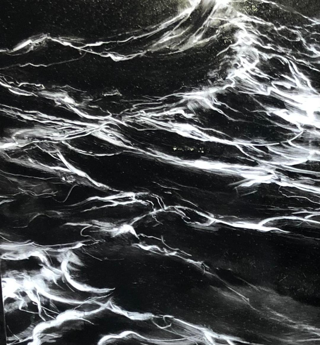 Jennifer Day "Small Black Sea" 12 x 12in oil on aluminum