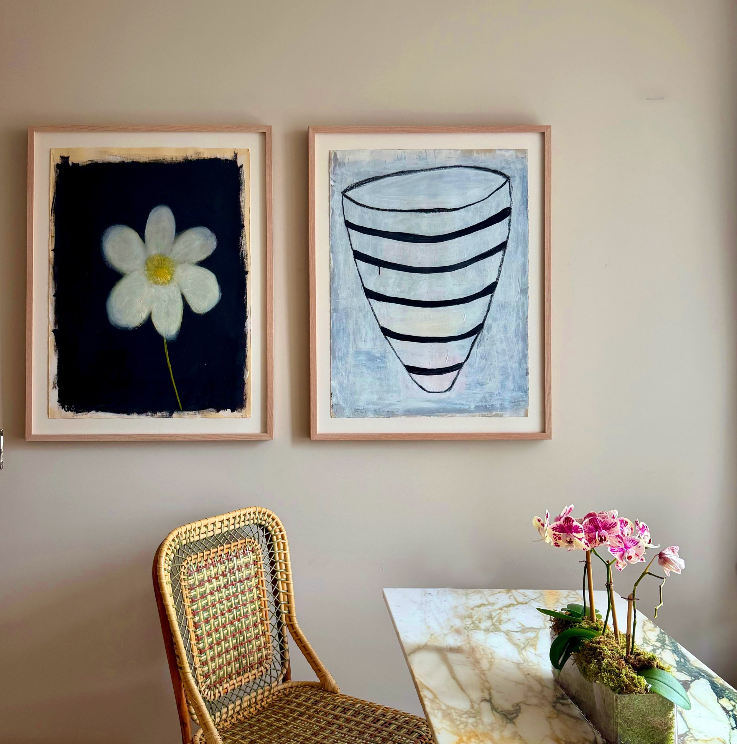 Picked this lovely @poukehalpernart pairing for a dear friend&rsquo;s very cool NYC apartment. 
.
.
.
#art #artoninstragram #artistsoninstagram #happyhome #pairings