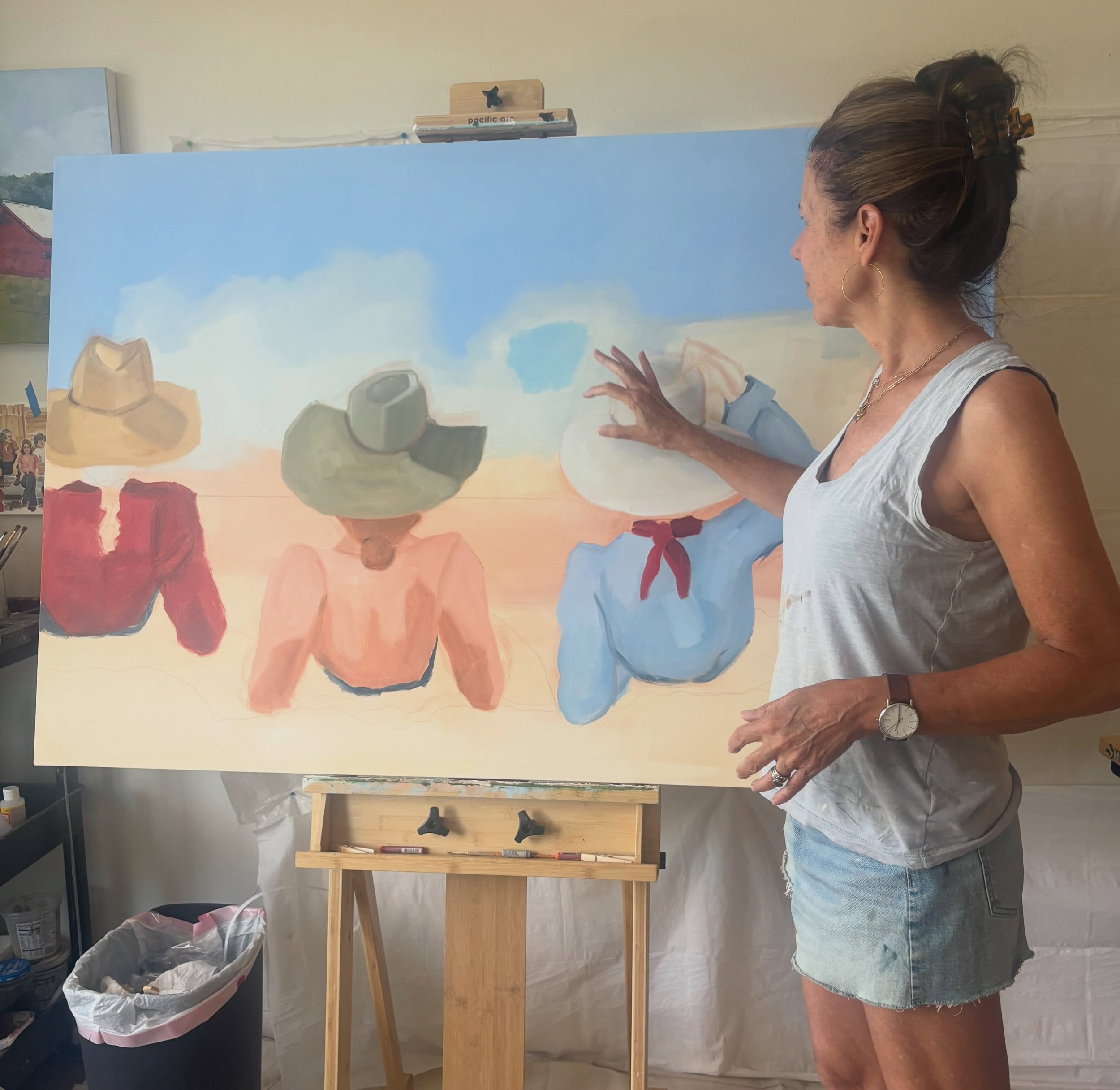 Fun visit with @jennifer_hohlfelder_art to talk over a few commissions she&rsquo;s doing for a mountain house project.
.
.
.
#art #artoninstagram #artistsoninstagram #coloradoart #worksinprogress