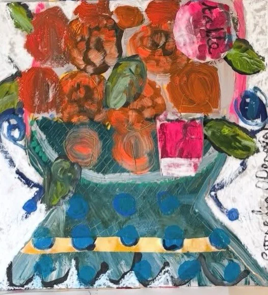 I&rsquo;m just a huge @corneliaodonovan fan. I want this painting right now.  She creates these incredible folksy/moderny bundles 
of joy. 
.
.
.
#art #artoninstagram #artistsoninstagram #florals #color
