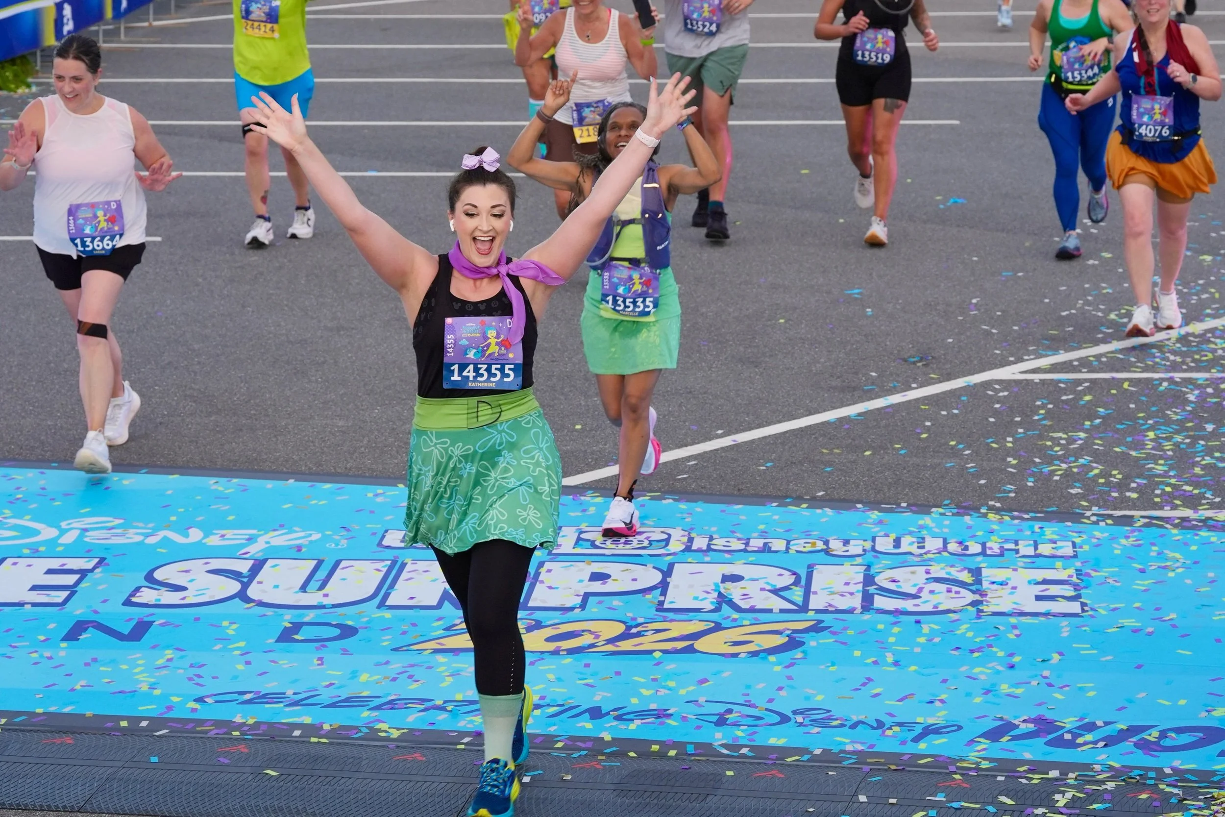 🏅 Springtime Surprise 10 Miler Race!!

This race was soooooo so fun (and also so hot and humid, shocked my makeup stayed intact 🥵). Was totally obsessed with the Inside Out theming, and had to Disneybound as my diva Disgust 💚 also, lashes at 3 am 
