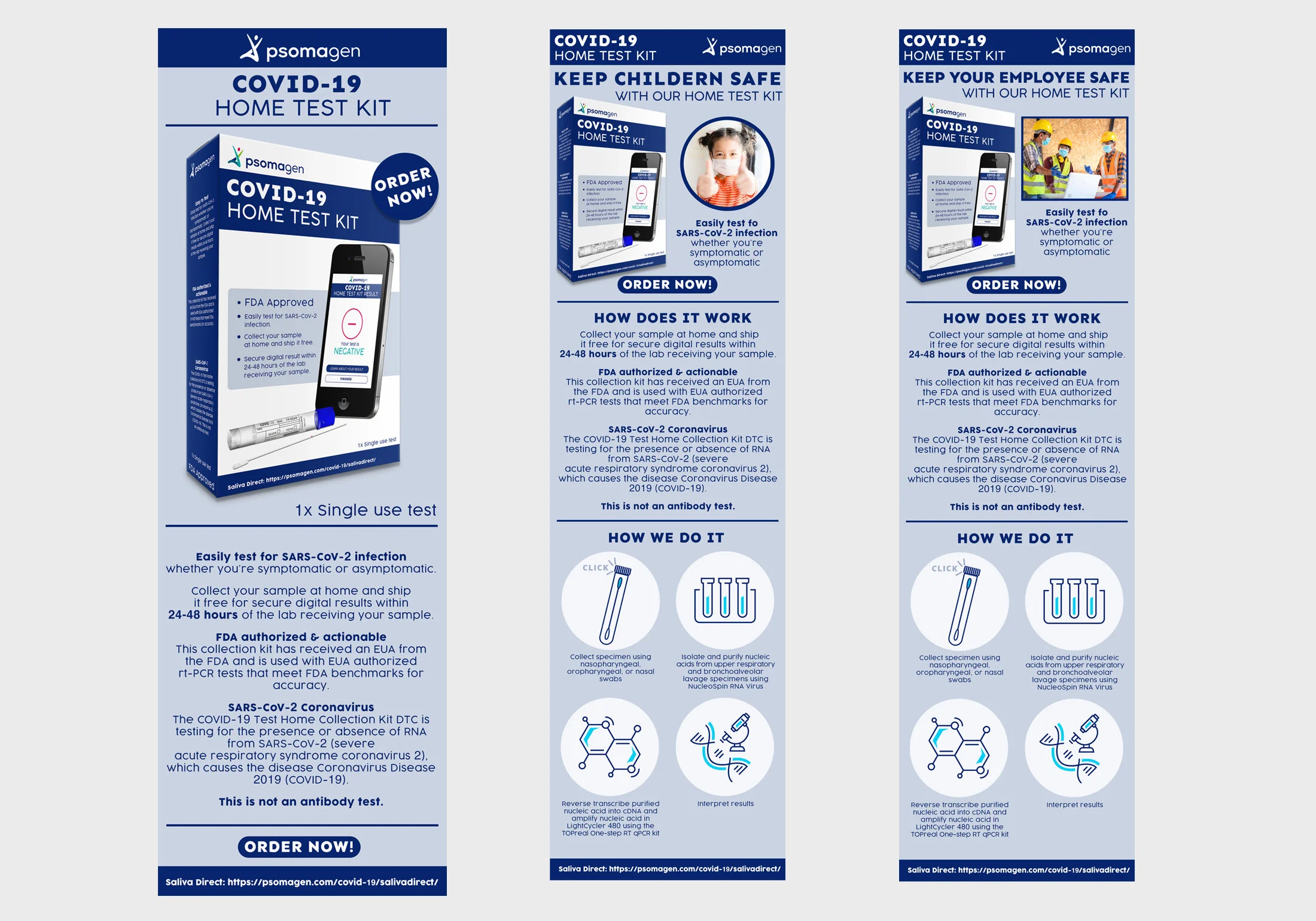 Marketing Campaign Mock up for new product/service: At home Covid testing kit
