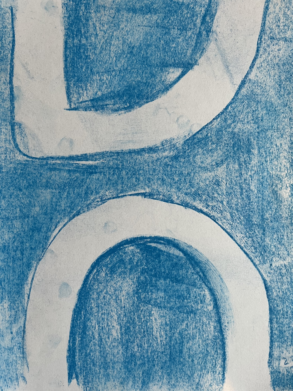 Early experiment with blue conte crayon