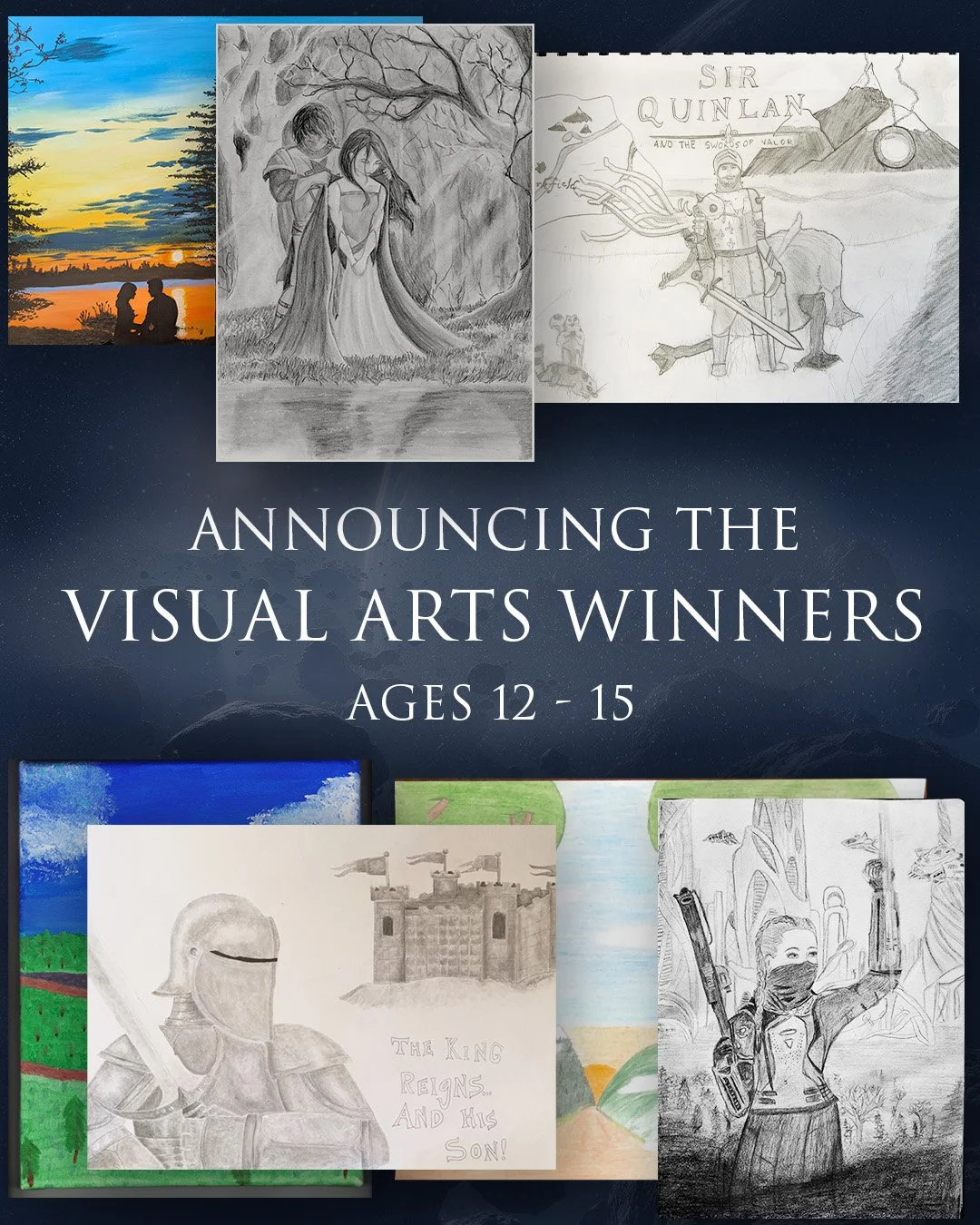 Announcing the winners of the Visual Arts category for ages 12 - 15 🎉

Third Place - Elodie Bell
Second Place - Abigail R. Neudore
First Place - Emma Moog

Congratulations! We&rsquo;ll be reaching out directly through email for you to claim your pri