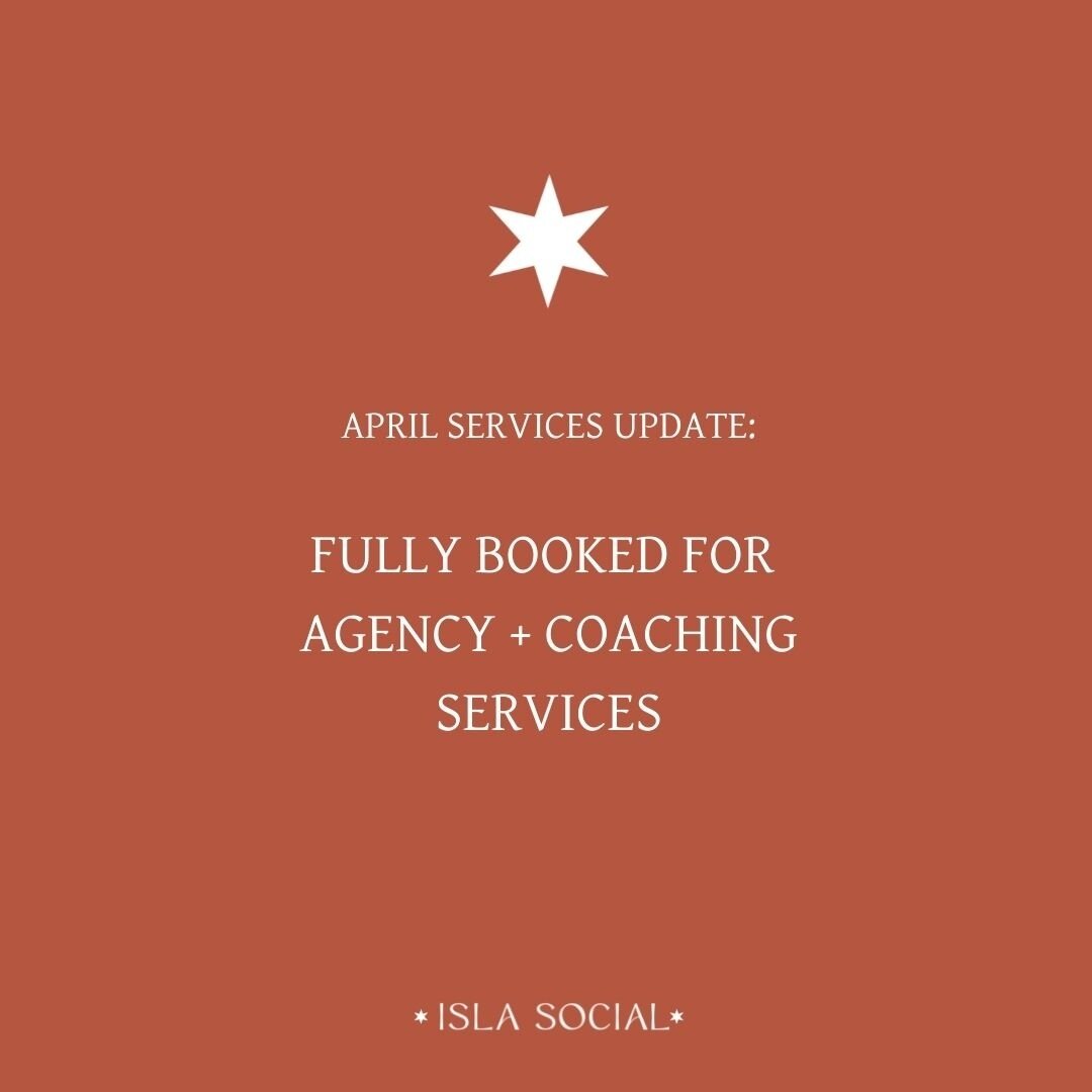 For the first time in Isla history we are fully booked across coaching + agency and won't be taking on any new clients until May. 🎉⁠
⁠
This is a dream come true. 💫⁠
⁠
But not without its challenges. I have been in a big internal battle on whether t