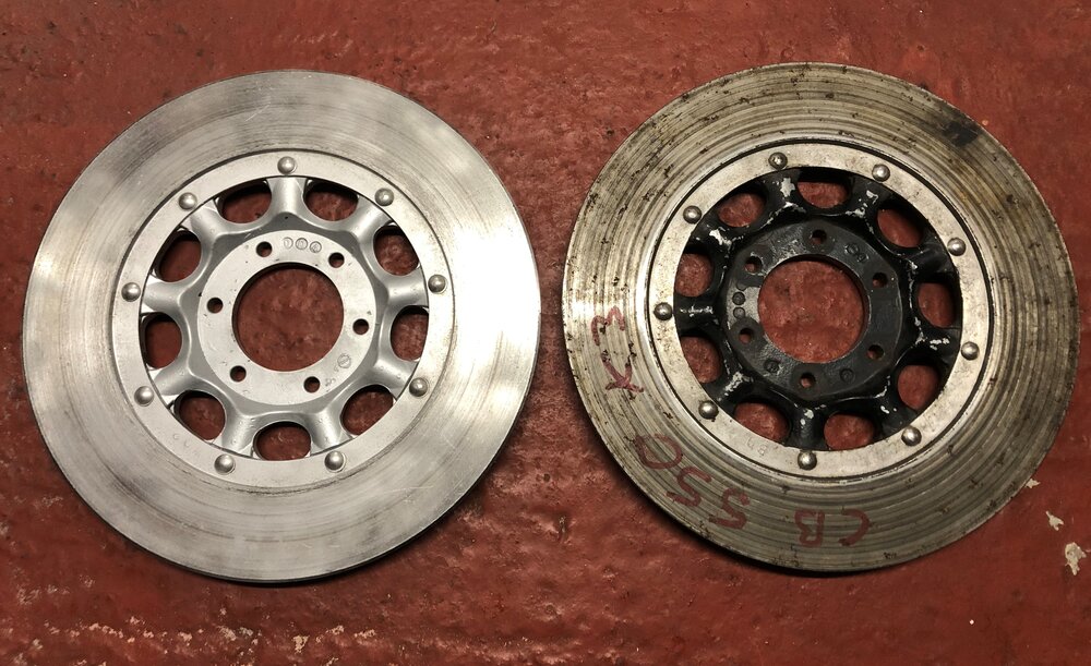 Mable Honda CB550 Cafe Racer blast brake discs rotors.jpg