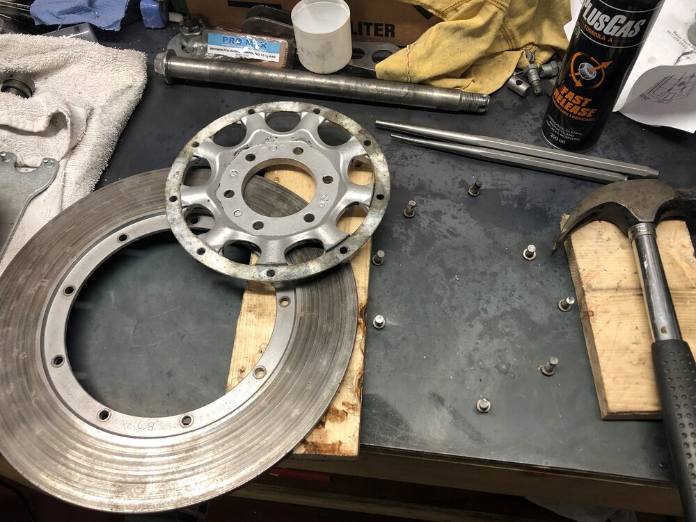 Mable Honda CB550 Cafe Racer brake disc rotor centre rivet removal.jpg