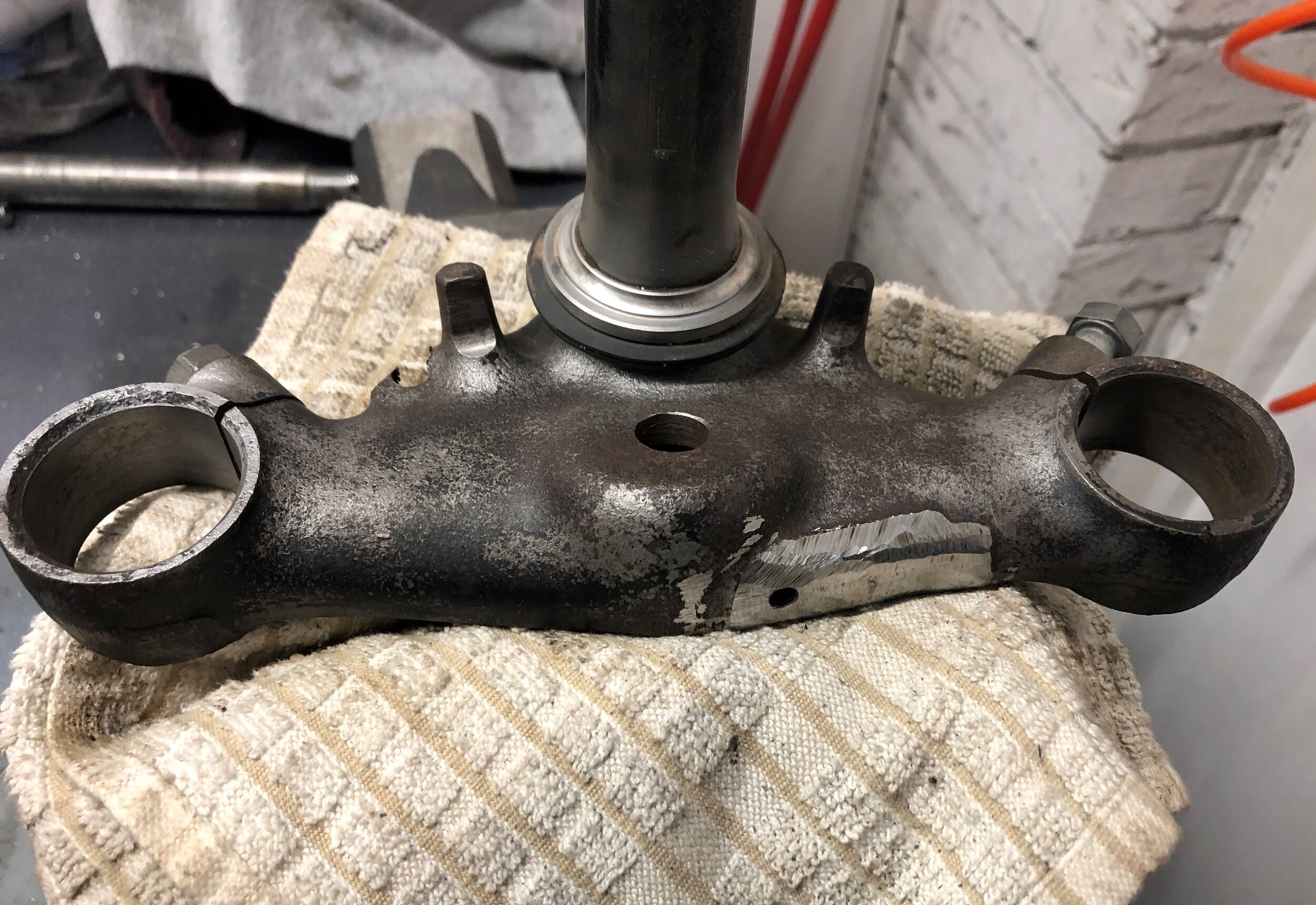 Honda CB550 front end build All Balls Racing roller taper bearings