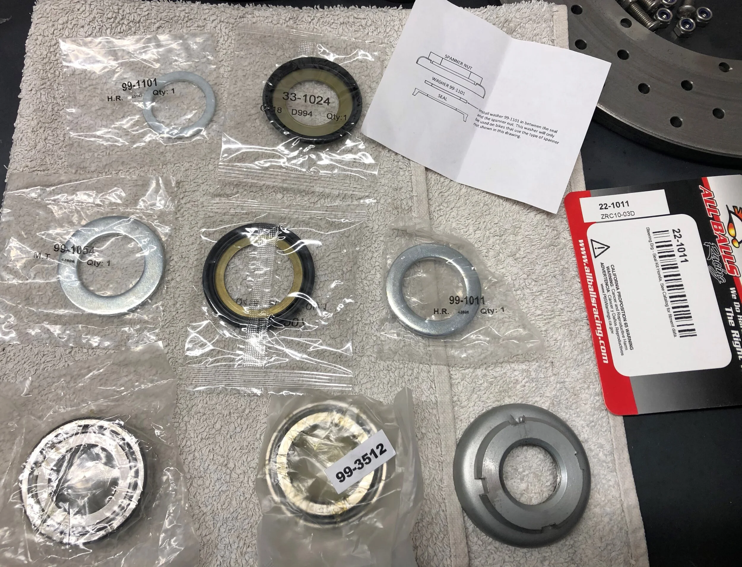 Honda CB550 front end build All Balls Racing roller taper bearings