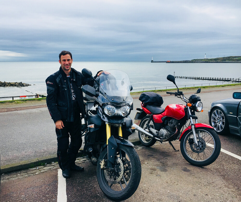 Ride the miles Aberdeen beach Trev motorbike NE250.jpg