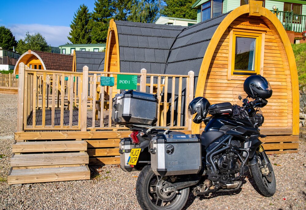 Ride the miles Corriefodly motorcycle tour camping pods NE250.jpg