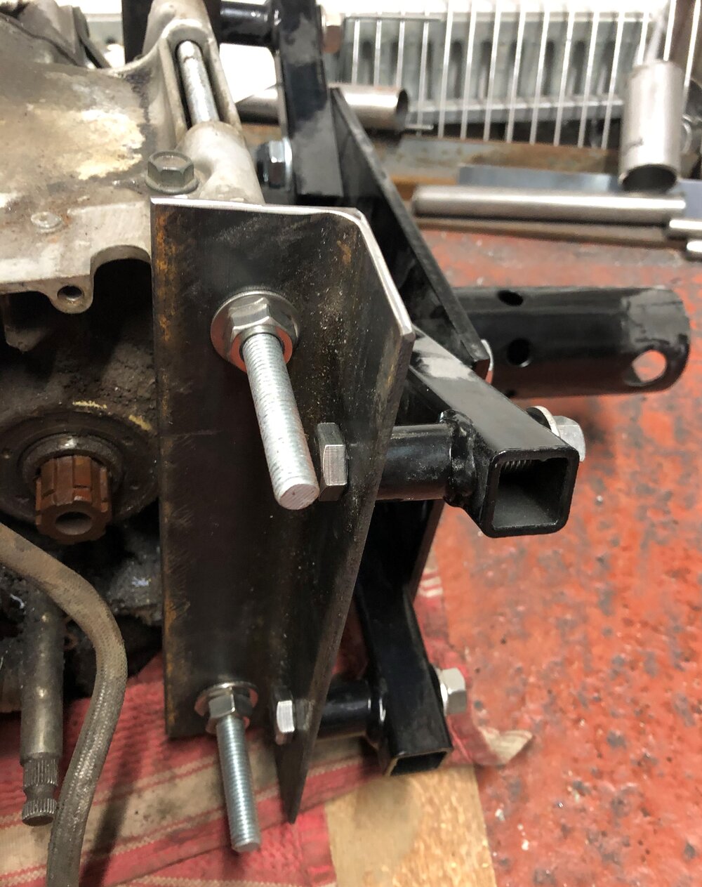 Ride the miles Honda CB550 engine bracket stand threaded bar angle iron.jpg
