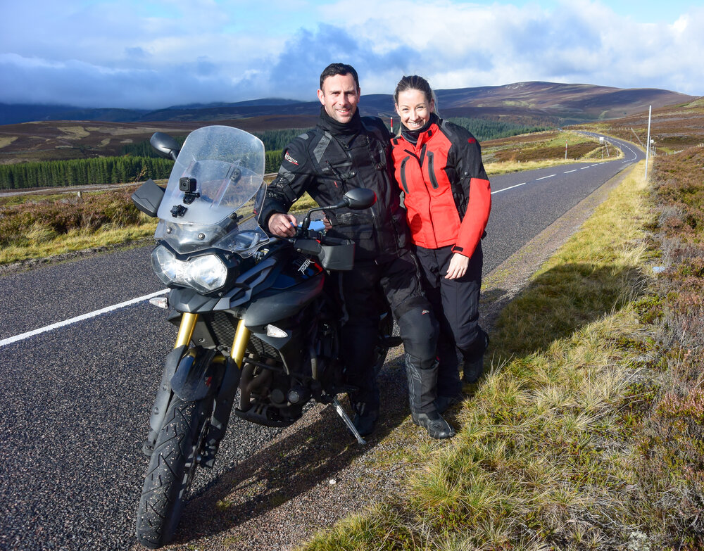 Ride the miles scotland motorbike trip Lecht road Triumph Tiger 800 Trev Lesley.jpg