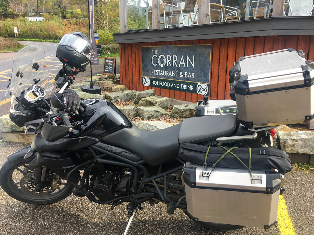 Ride the miles scotland motorbike trip Corran Restaurant and Bar Tiger 800.jpg