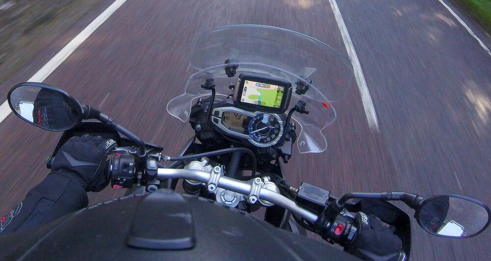 Triumph Tiger 800 with a TomTom Rider on a SW Motech mount