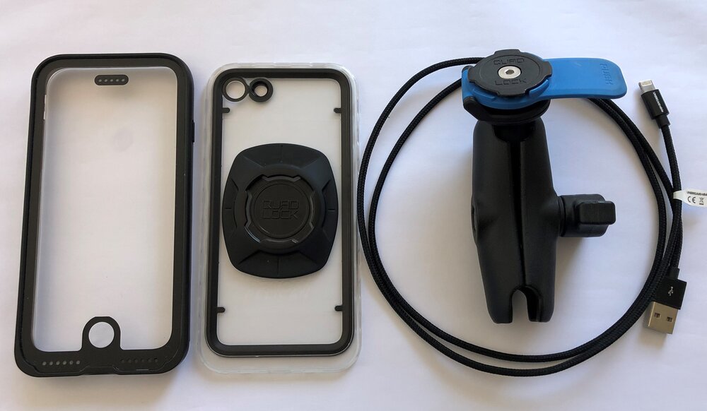 Quad Lock RAM mount and waterproof iPhone case for GPS / sat-nav